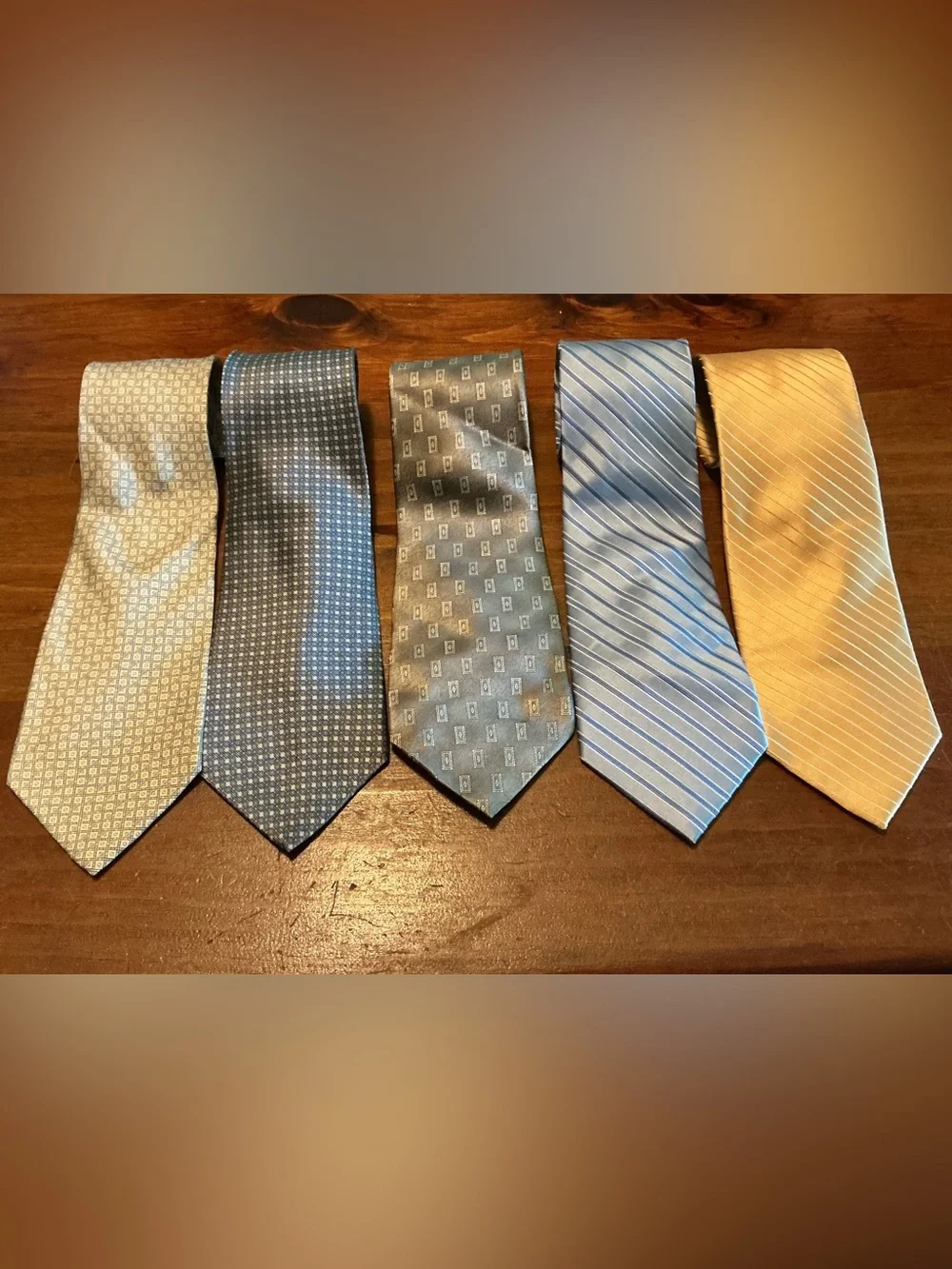Lot 5 Men’s 100% Silk Neckties Stafford Arrow Barrington Striped Geometric